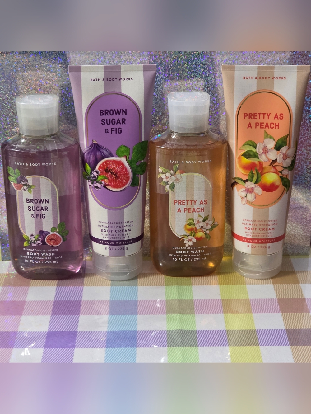 Bath & Body Works Brown Sugar & Fig and Pretty As A Peach 4pc Set NEW Rare